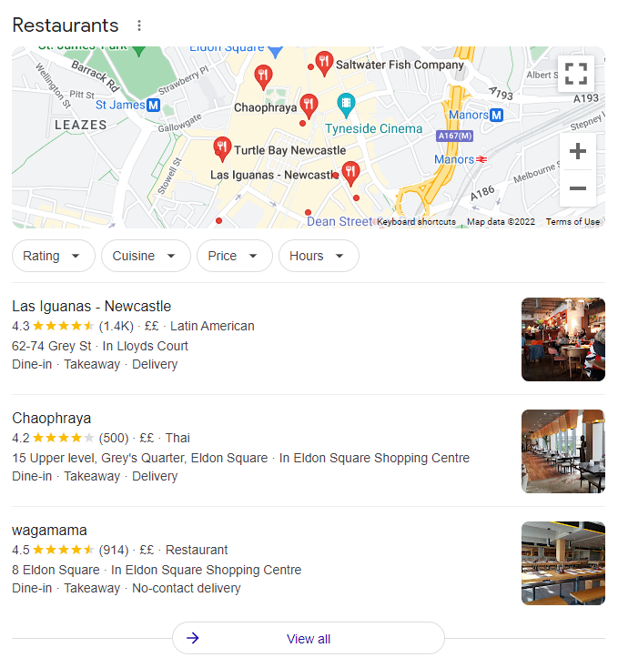screenshot of google local pack results, Why Local SEO Matters to all Businesses