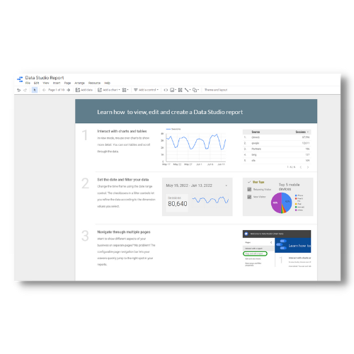 Computer web browser and analytics dashboard, IMPLEMENT STRATEGIC DASHBOARDS WITH GOOGLE DATA STUDIO REPORTING