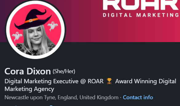 screenshot of social media profile decorated in a halloween theme, spooky marketing