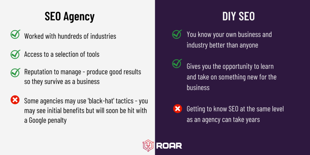 pros and cons of using an SEO agency