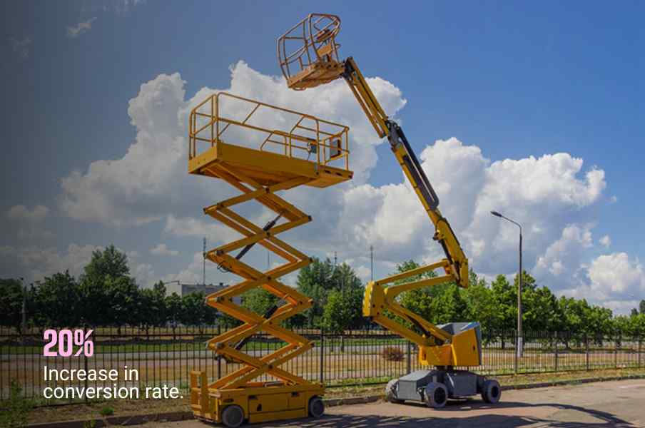 Image of a boom / scissor lift for a case study on ROAR's work with Warren Access