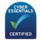 Blue badge with green tick in middle